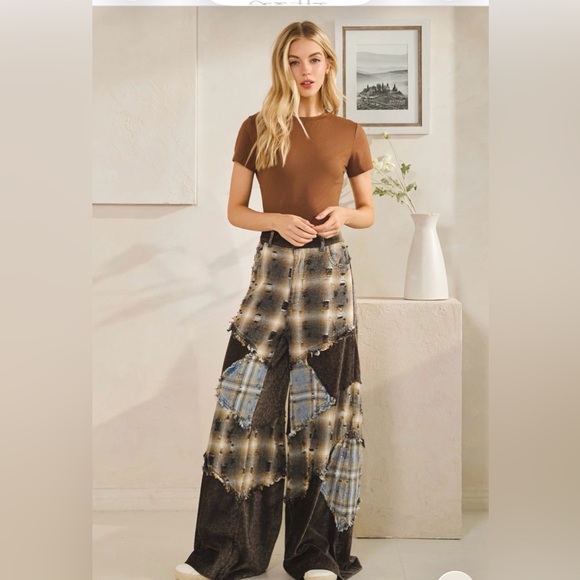 @-Oli & Hali Patchwork Wide-Leg Pants - Picture 2 of 6